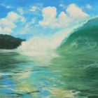 A Rainy Season Swell by surf artist Kathryn Colvig. Acrylic on canvas
