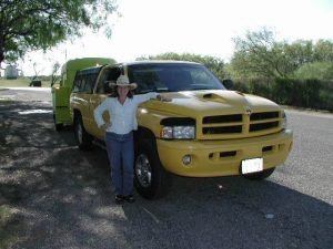 driving from Iowa to Costa Rica in a dodge ram 1500 quad cab pulling a horse trailer filled with art supplies.