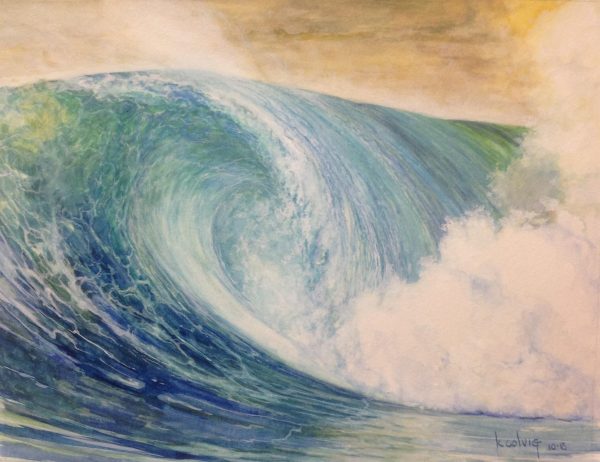KColvigArt-Lisa’s Barrel- wave- watercolor